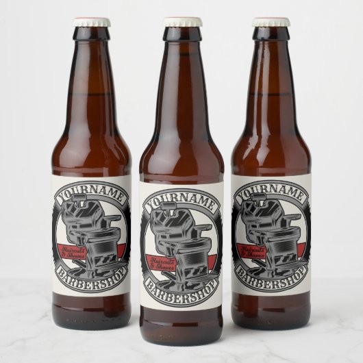 Persoonlijke Retro BarberWinkel Barber Stoel Salon Bier Etiket (Flessen)