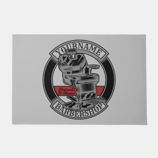 Persoonlijke Retro BarberWinkel Barber Stoel Salon Deurmat (Voorkant)