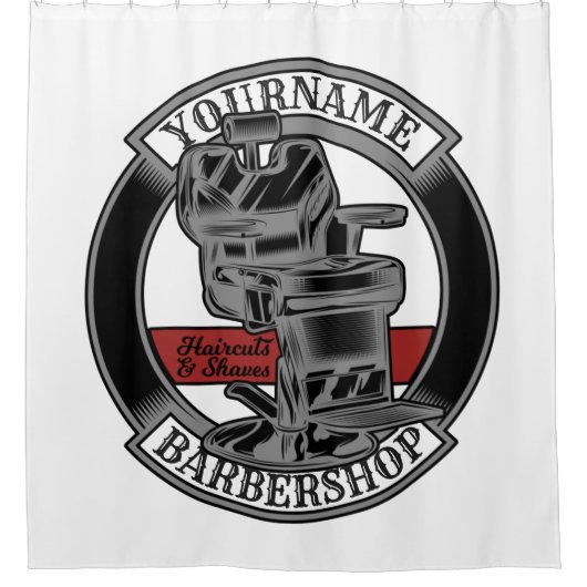 Persoonlijke Retro BarberWinkel Barber Stoel Salon Douchegordijn (Voorkant)