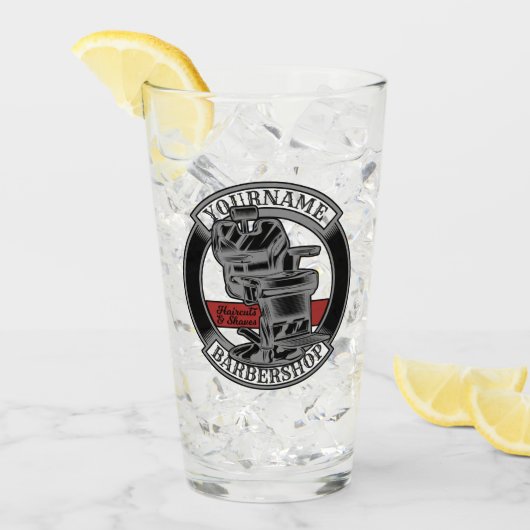 Persoonlijke Retro BarberWinkel Barber Stoel Salon Glas (Voorkant ijs)