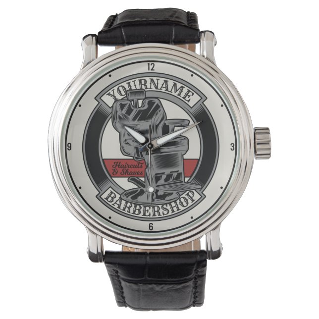 Persoonlijke Retro BarberWinkel Barber Stoel Salon Horloge (Voorkant)