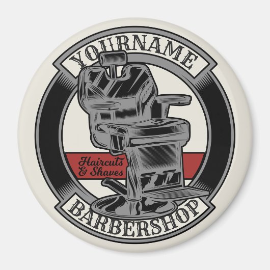 Persoonlijke Retro BarberWinkel Barber Stoel Salon Magneet (Voorkant)