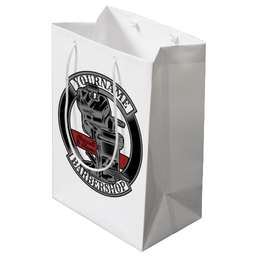 Persoonlijke Retro BarberWinkel Barber Stoel Salon Medium Cadeauzakje (Achterkant Gekanteld)