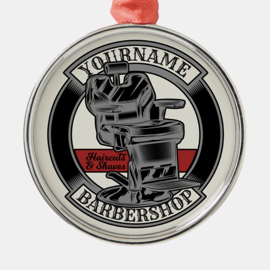 Persoonlijke Retro BarberWinkel Barber Stoel Salon Metalen Ornament (Voorkant)