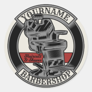 Persoonlijke Retro BarberWinkel Barber Stoel Salon Ronde Sticker