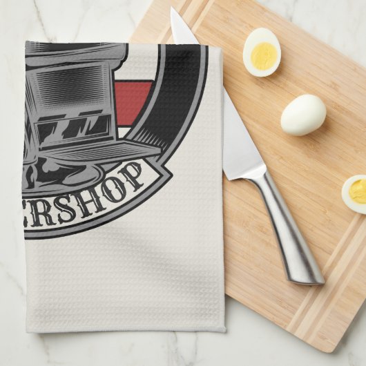 Persoonlijke Retro BarberWinkel Barber Stoel Salon Theedoek (Quarter Fold)