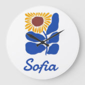 Persoonlijke Retro Bloemen Daisy Met Eigen Naam Ca Grote Klok (Voorkant)