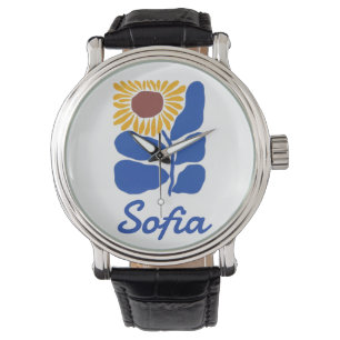 Persoonlijke Retro Bloemen Daisy Met Eigen Naam Ca Horloge