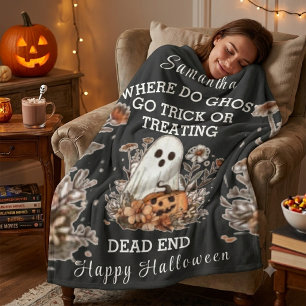 persoonlijke retro bloemige grappige spook Hallowe Fleece Deken