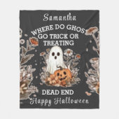 persoonlijke retro bloemige grappige spook Hallowe Fleece Deken (Voorkant)