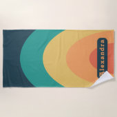 Persoonlijke Retro Boog Groovy Oranje Blauw Strandlaken (Voorkant)