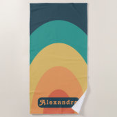 Persoonlijke Retro Boog Groovy Oranje Blauw Strandlaken (Voorkant)