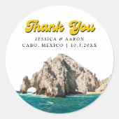 Persoonlijke Retro Cabo Trouwfavor Stickers (Voorkant)