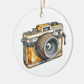 Persoonlijke Retro Camerakerst Keramisch Ornament (Links)