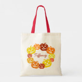 Persoonlijke Retro Colorful Pumpkins Halloween Tote Bag (Achterkant)
