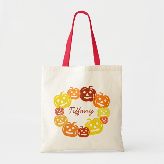 Persoonlijke Retro Colorful Pumpkins Halloween Tote Bag (Voorkant)