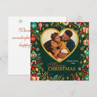 Persoonlijke Retro Familie Foto Kerstkaart Kaart