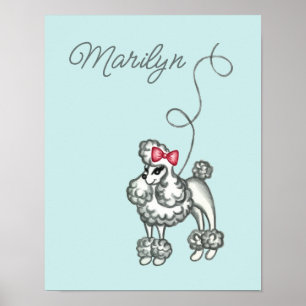 Persoonlijke Retro Franse Poodle Poster Kunst