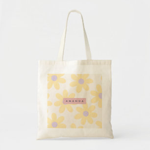 Persoonlijke Retro Gele Madeliefjes Bloemen Tote Bag