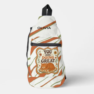 Persoonlijke Retro Gestreepte Oranje Kat Rugzak