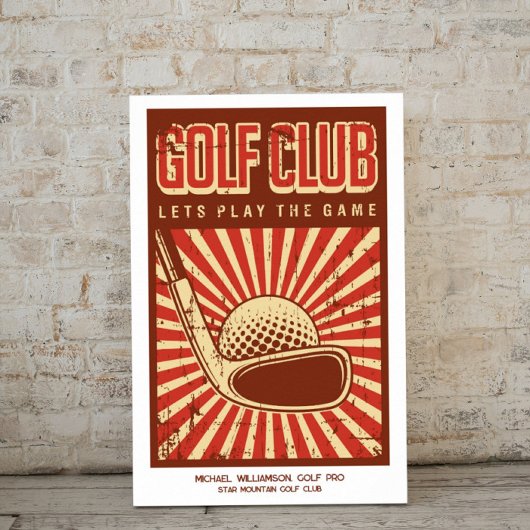 Persoonlijke Retro Golfclub Poster