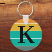 Persoonlijke Retro Golven Monogram Sleutelhanger (Voorkant)
