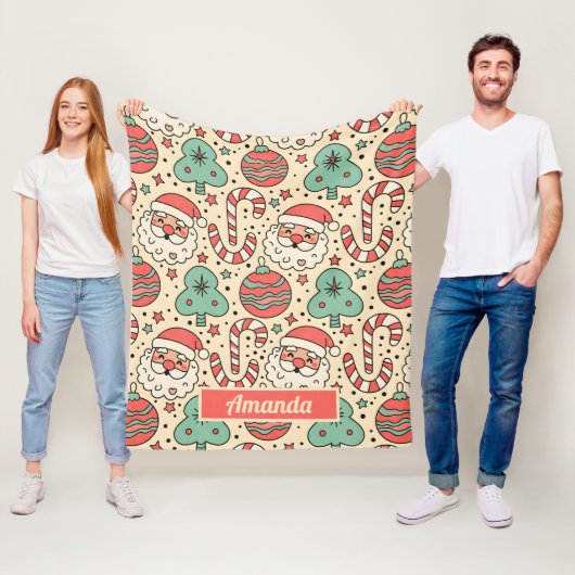 Persoonlijke Retro Groovy Kerstdeken Fleece Deken (In situ)