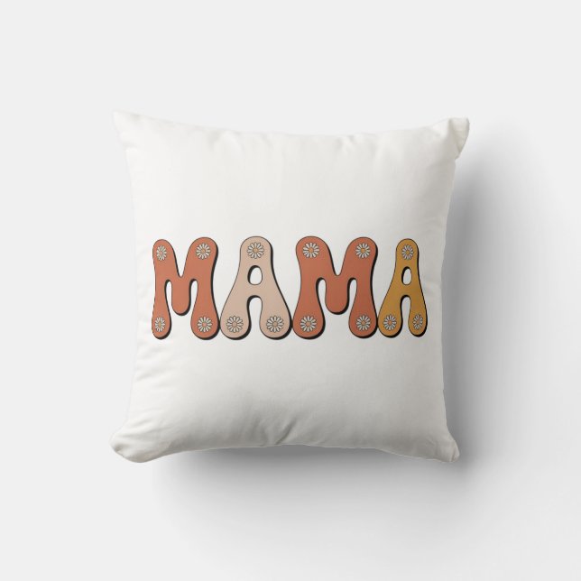 Persoonlijke Retro Groovy Mama Moederdag Kussen (Voorkant)