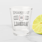 Persoonlijke Retro Honkbalspeler NAAM Team Shot Glas (Achterkant)