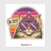 Persoonlijke Retro Kat Koningin Sticker met Kroon (Vel)