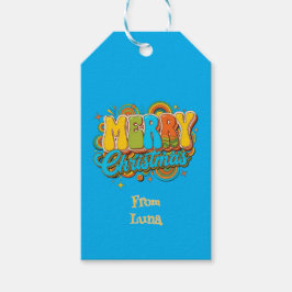 Persoonlijke Retro Kerst Groovy Naam Cadeaulabel