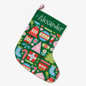 Persoonlijke Retro Kerstcadeaus Kous Grote Kerstsok (Voorkant (Hangend))