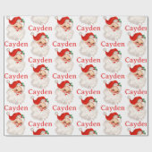 Persoonlijke Retro Kerstman Cadeaupapier (Vlak)