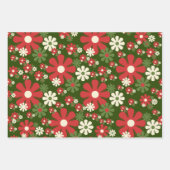 Persoonlijke Retro Kerstmis van 60s 70s Floral Inpakpapier Vel (Voorkant 3)