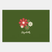 Persoonlijke Retro Kerstmis van 60s 70s Floral Inpakpapier Vel (Voorkant 2)