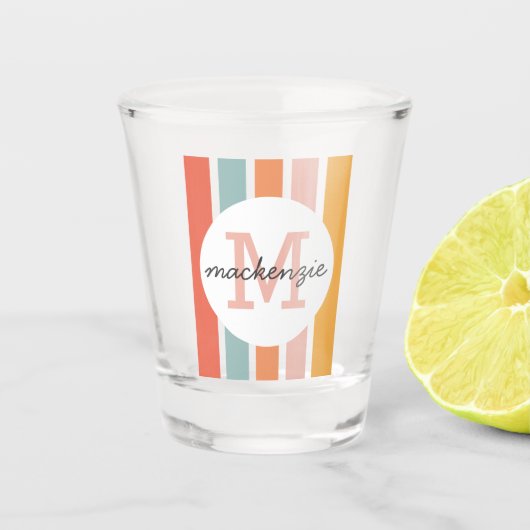 Persoonlijke Retro Kleurrijke Strepen Persoonlijk Shot Glas (Voorkant)