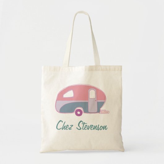 Persoonlijke Retro Kunst Caravan Eigenaar's Budget Tote Bag (Voorkant)