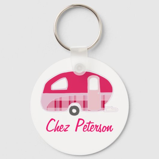 Persoonlijke Retro Kunst Caravan Eigenaar's Sleute Sleutelhanger (Voorkant)