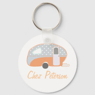 Persoonlijke Retro Kunst Caravan Eigenaars Sleutel Sleutelhanger