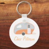 Persoonlijke Retro Kunst Caravan Eigenaars Sleutel Sleutelhanger (Voorkant)