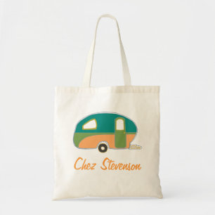 Persoonlijke Retro Kunst Caravan Eigenaren Canvas Tote Bag
