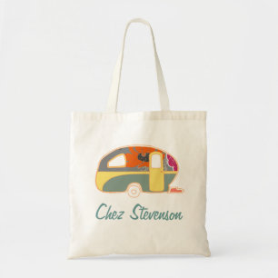 Persoonlijke Retro Kunst Caravan Eigenaren Canvas Tote Bag