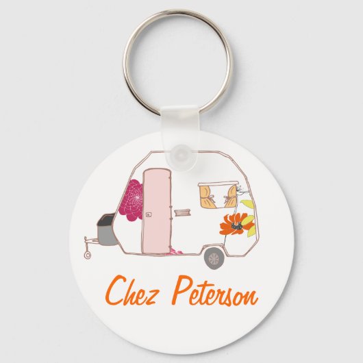 Persoonlijke Retro Kunst Karavaan Eigenaars Sleute Sleutelhanger (Voorkant)