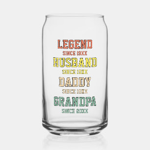 Persoonlijke Retro Legend Husband Dad Grandpa Blikvorm Glas