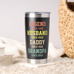 Persoonlijke Retro Legend Husband Dad Grandpa Geïsoleerde Drinkbeker