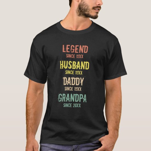 Persoonlijke Retro Legend Husband Dad Grandpa T-shirt (Voorkant)