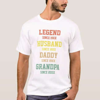 Persoonlijke Retro Legend Husband Dad Grandpa T-shirt