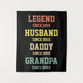 Persoonlijke Retro Legend Husband Dad Grandpa Wandkleed (Voorkant)