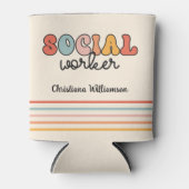 Persoonlijke Retro Maatschappelijk Werker Blikjeskoeler (Voorkant)