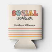 Persoonlijke Retro Maatschappelijk Werker Blikjeskoeler (Achterkant)